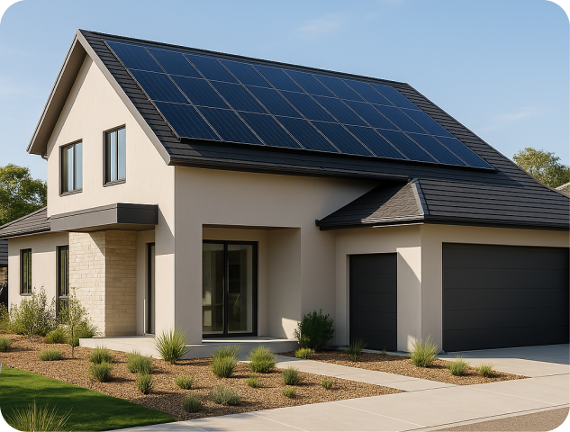 A image showcasing solar panels on the roof, illustrating modern energy efficiency