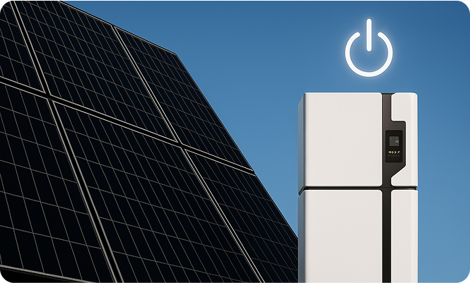 A white solar Battery with a solar panel installed on its top, illustrating a blend of modern design and renewable energy.