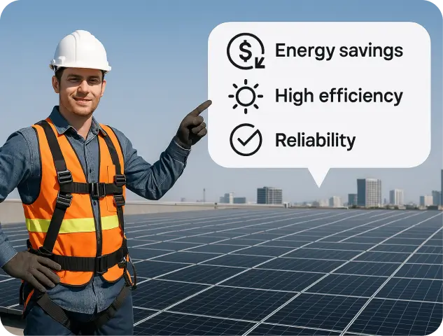 solar panels under a clear blue sky , representing the growth of solar energy initiatives in the region. Highlight benefits of solar panel system