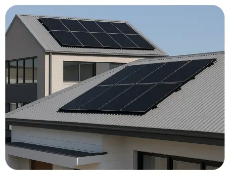 Monocrystalline solar panel install on residential rooftop solar.