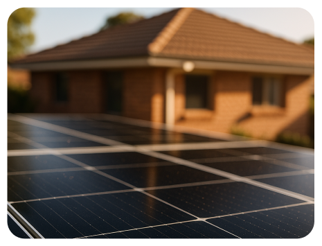 A residential home featuring solar panels on the roof highlighting sustainable energy solutions in a residential setting.