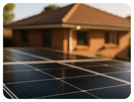 A residential home featuring solar panels on the roof highlighting sustainable energy solutions in a residential setting.