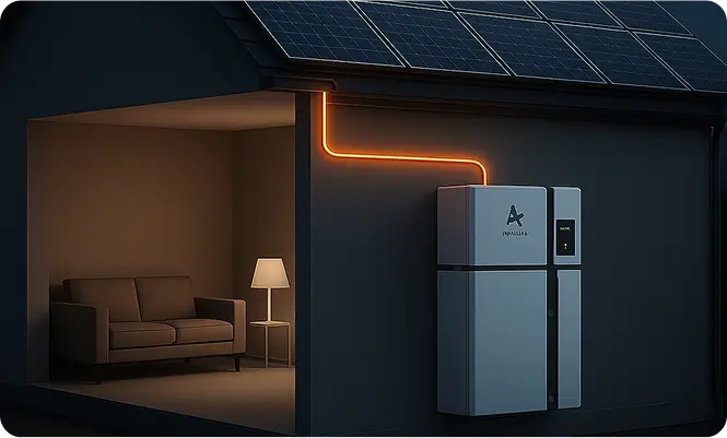 A solar-powered battery installed in a modern house, showcasing sustainable energy use for efficient storage. 
