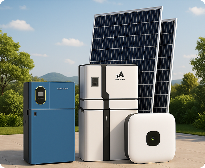 Solar power systems with the solar panel, solar battery, inverter 