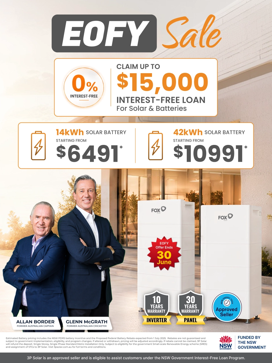 Solar panel system mobile banner for NSW regional