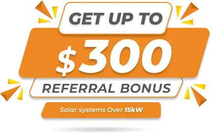 Up to $300 referral bonus offer displayed in bold text on a promotional background 