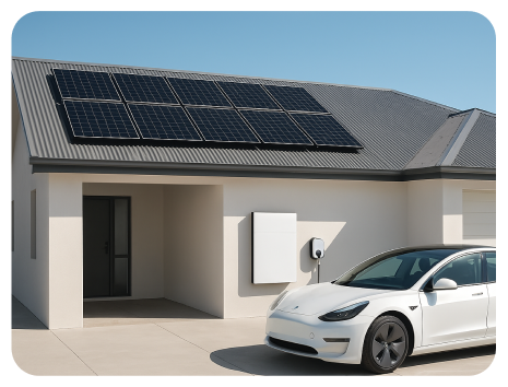 EV charging station powered by solar panels. 