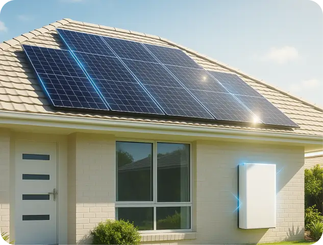 A residential house equipped with solar panels, illustrating the use of solar energy