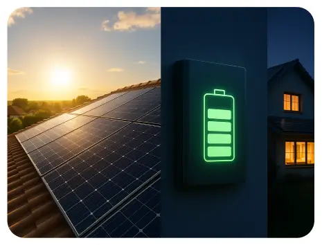 Image of solar panels connected to a battery storage system illustrating the integration of renewable energy and storage solutions.