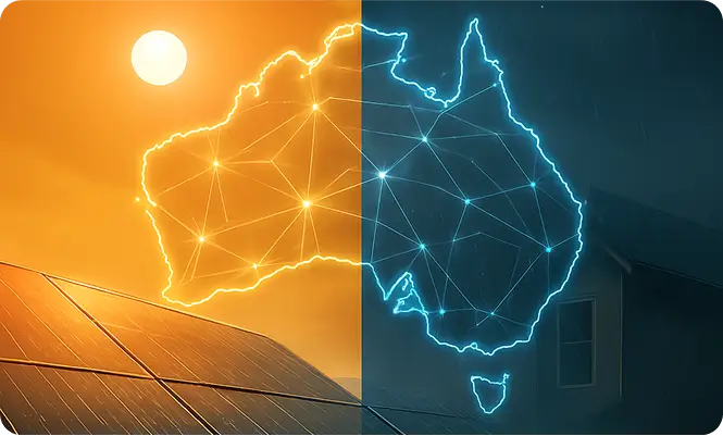 displaying solar energy solutions for Australia, with interactive features and data visualization