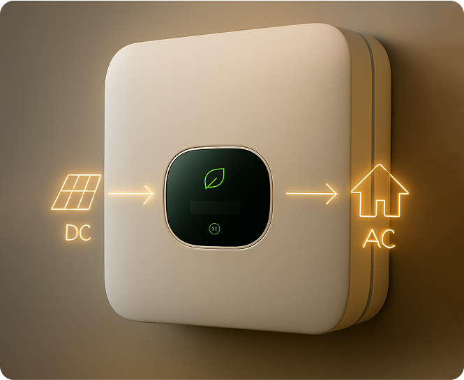 A white invertor with a green light, representing a homeowner contemplating the advantages of solar panel installation