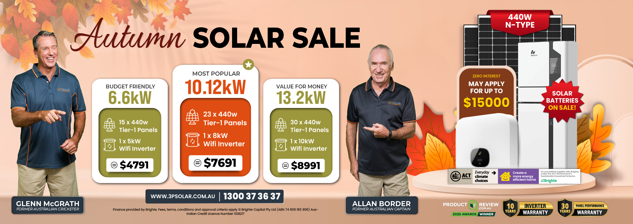 Solar panel system sale banner for act location